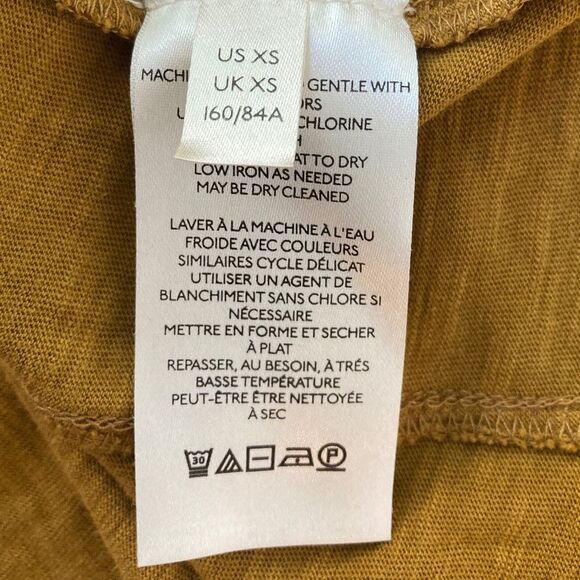 Anthropologie Ruffle Down V-Neck Top Cotton Holly Gold Blouse Women's XS - Picture 4 of 11